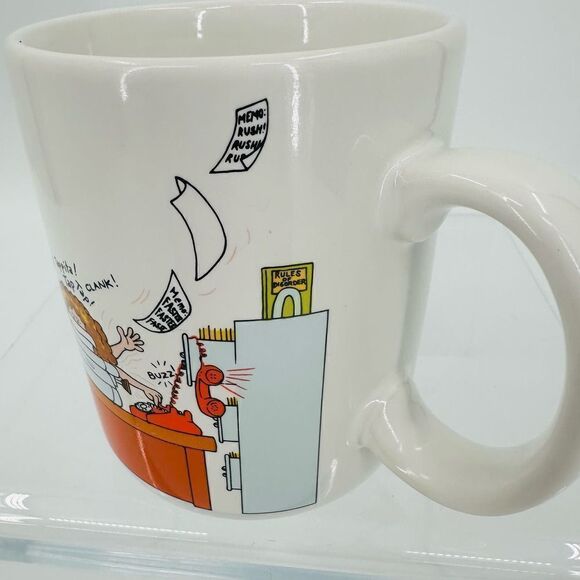 How To Get Along At The Office Hallmark Coffee Mug Vintage Japan Filing Phones - Picture 3 of 5